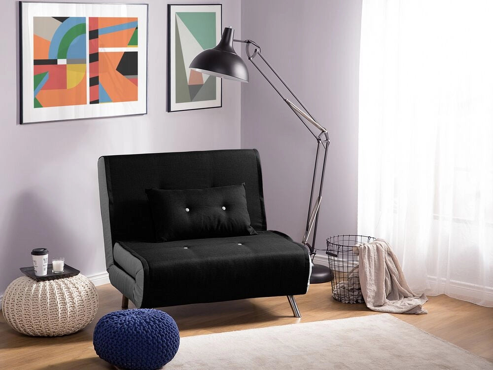 Divano letto imbottito in tessuto Nero poltrona letto singola pieghevole