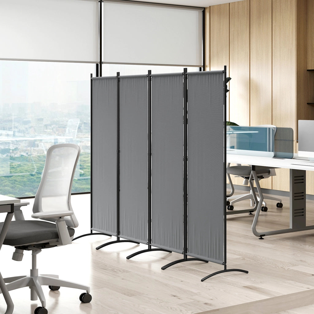 Paravento da Esterno e Interno a 4 Pannelli Pieghevole 221x50x172 cm Grigio Scuro