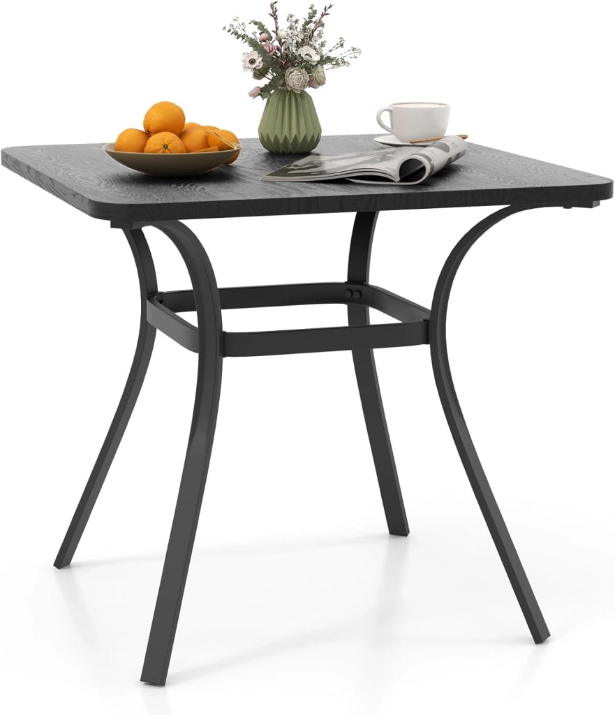 Tavolo da Pranzo da Giardino di 80 cm, Tavolo Quadrato in Metallo con 4 Gambe Curve, Tavolo da Pranzo Pesante a 4 Posti, per Giardino, Terrazza, e Piscina, Portata 65 kg, 80 x 80 x 73 cm