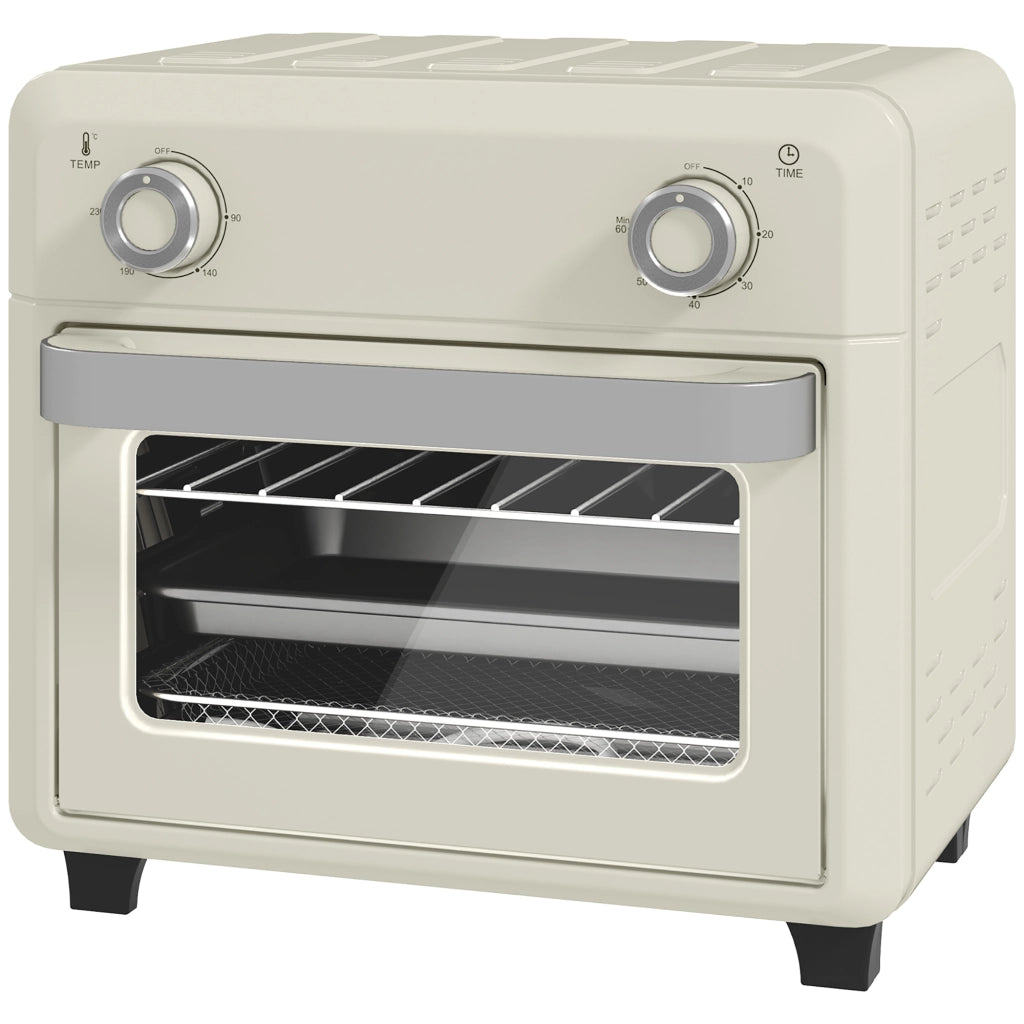 Forno ad Aria Calda per Grigliare, Cuocere e Friggere ¨C zephmum ¨C Timer, 1000W, Lavabile in Lavastoviglie, Bianco Crema