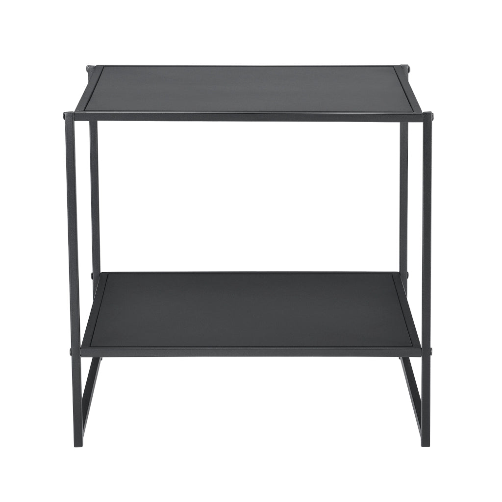 Tavolino Basso da Caffè Salsnes in Metallo con Ripiano 51x53x51 cm - Nero Opaco [en.casa]