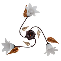 Plafoniera 3xE14 Montatura Marrone Ramato Vetro Paglierino E-Energy Giorgia