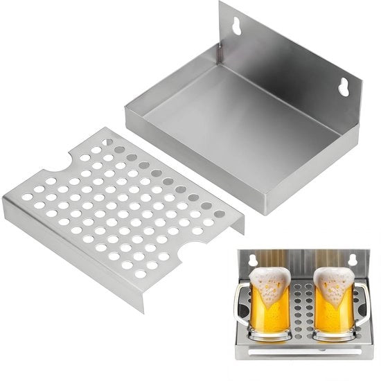 Sistema di raccordo per birra in acciaio inossidabile 304 - fissaggio al muro - raccoglitore di gocce - birra - contenitore di gocce con coperchio - 15,4x11,2x6,7 cm - raccoglitore di gocce