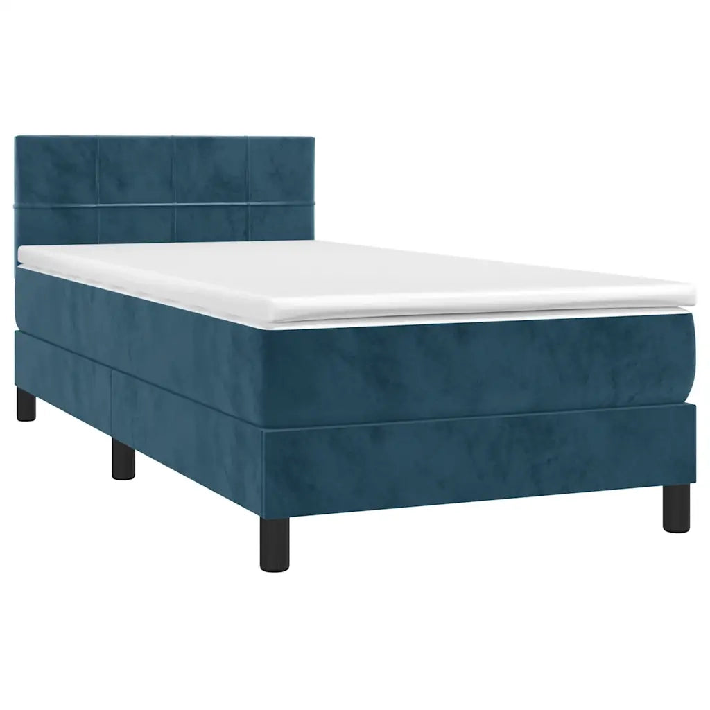 Letto a Molle con Materasso e LED Blu Scuro 100x200 cm 3134391