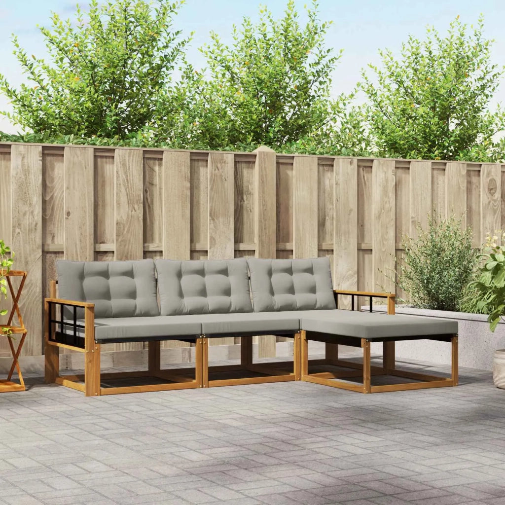 Set di divani da esterno 4 pcs Grigio Naturale e Chiaro 3369342