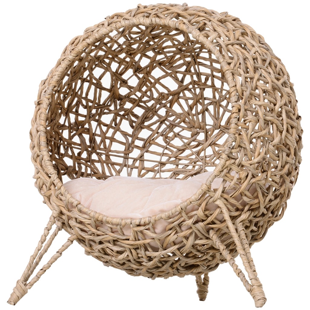 Cuccia per Gatti in Rattan con Cuscino ¨C zephmum ¨C Naturale ?52 x 58 cm