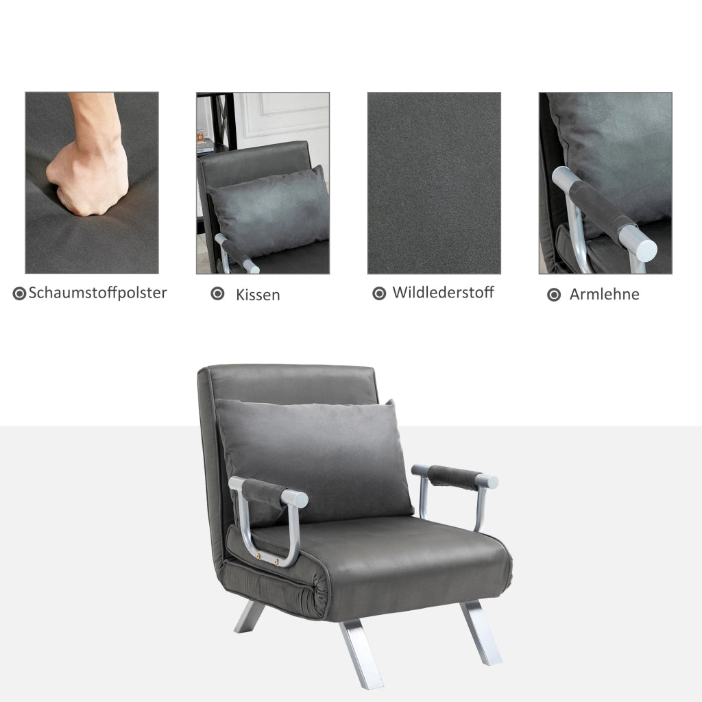 Poltrona Relax Sedia a Sdraio Letto per Ospiti ¨C zephmum ¨C Grigio 65x69x80 cm