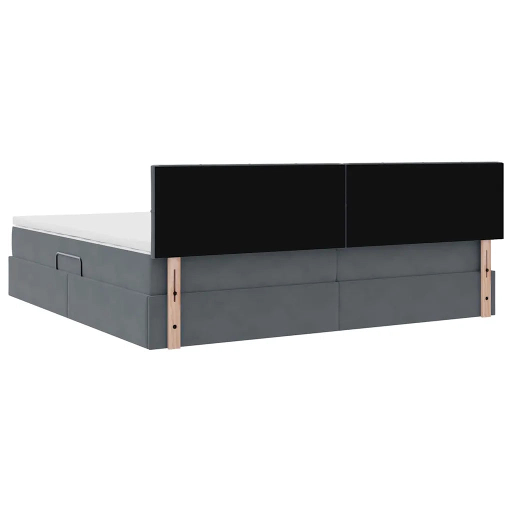 Letto con Contenitore Grigio scuro 200 x 200 cm Velluto