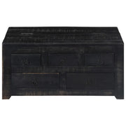 Tavolino da Salotto-Tavolino da soggiorno-Tavolo Nero 65x65x30 cm in Legno Massello di Mango