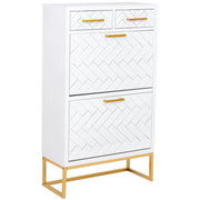 Scarpiera con 2 cassetti e 2 ante, legno e metallo, 70x32x120h cm