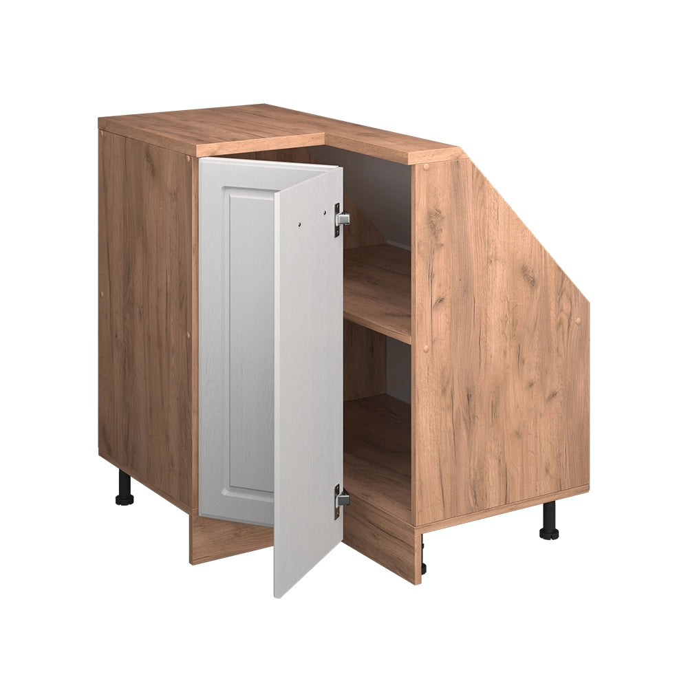 Mobile cucina angolare per sottotetto R-Line Bianco rustico/Rovere dorato 75.6 cm con 1 porta Vicco