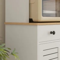 Armadio da Cucina con Porte in Vetro, 2 Cassetti, Armadio per Stoviglie, Armadio da Sala da Pranzo, Legno, 68 x 39,5 x 170 cm, Bianco
