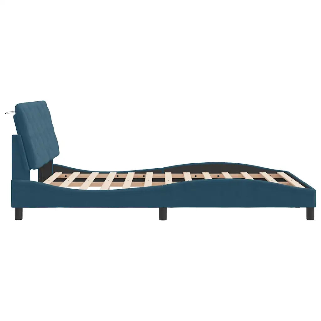 Giroletto senza Materasso Blu 140x200 cm in Velluto
