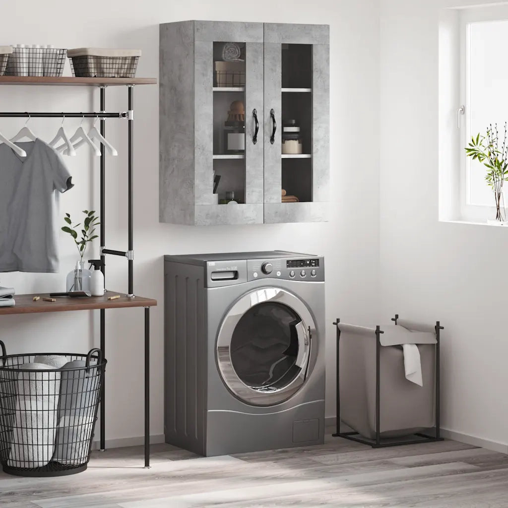 Mobile a Parete Grigio Cemento 69,5x34x90 cm Legno Multistrato 834990