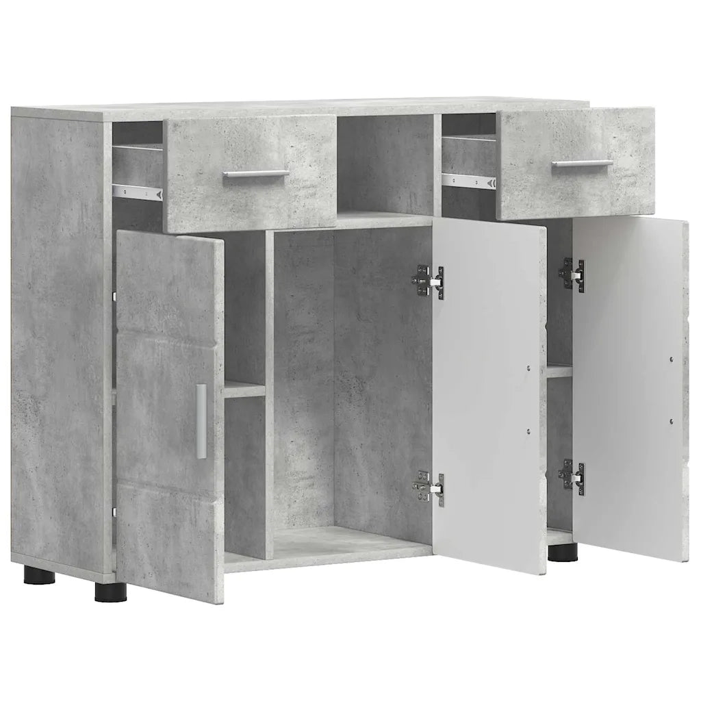 Credenza-Buffet-Armadio da cucina Grigio cemento 88,5 x 30,5 x 73 cm Legno multistrato