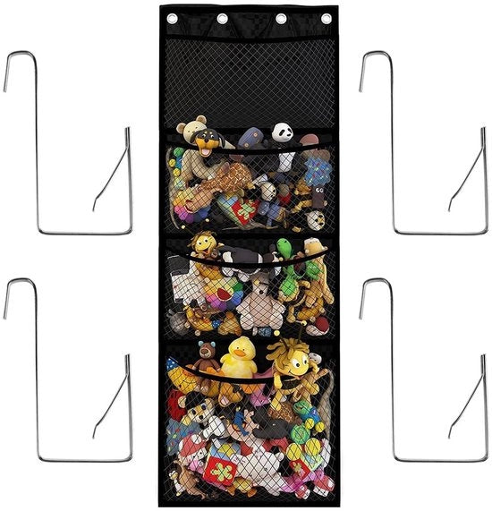 Organizzatore multifunzionale con 4 grandi tasche - Sostegno da appendere - Cerniera per la porta - Materiale duraturo - Spazio di archiviazione ampio - Adatto per armadi e bagni