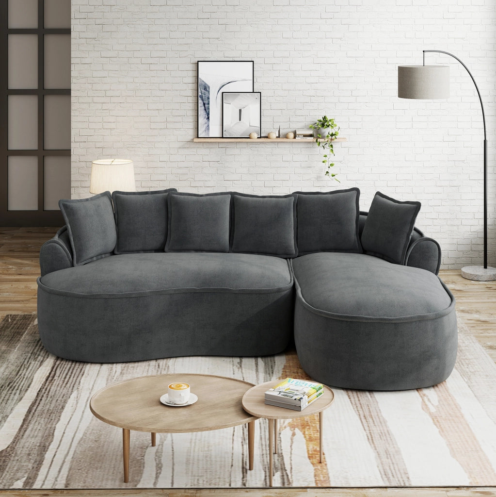 Divano modulare angolare con chaise longue 252x164x67 cm in ciniglia grigia; senza montaggio
