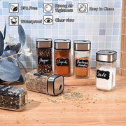 Set di contenitori per erbe, Contenitori per erbe quadrati 120ml, Set di 24 contenitori per erbe, Organizzatore per erbe, Contenitori in vetro per erbe con coperchio, Conservazione delle spezie per la cucina, Tratt, Spazzola.
