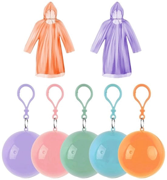 Regenponcho - Impermeabile - Compatto e leggero - Multicolore - Giacca da pioggia - Ideale per festival e attività all'aperto