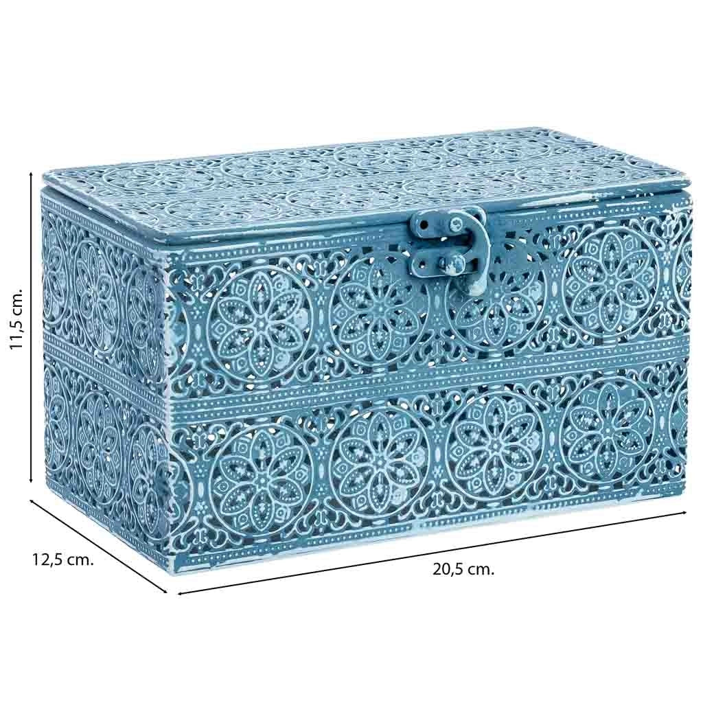 Scatola in metallo blu 20.5x12.5x11.5h cmh cm