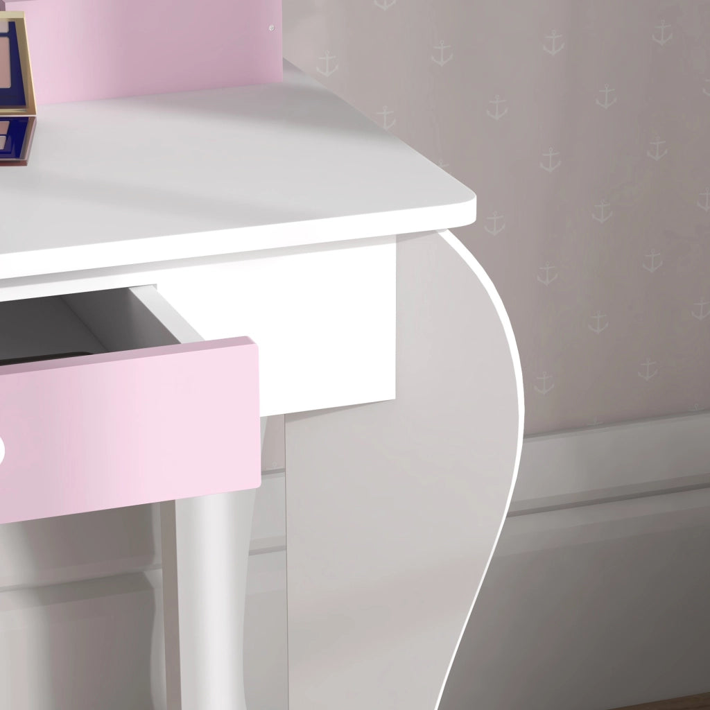 Tocador per bambini con specchio e sgabello ¨C zephmum ¨C design unicorno bianco