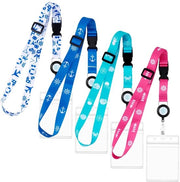 Set di Cinture per Lanyard 4 pezzi - Impermeabile - Adattabile - Porta Carta d'Identità - Chiave - Multicolore - Materiale: Poliestere/PVC - Cintura di Identificazione