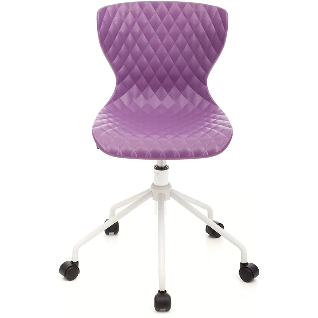 Sedia da Ufficio Girevole con Ruote, Sedia Scrivania Ergonomica per Studio, Cameretta e Smart Working, Poltroncina Viola