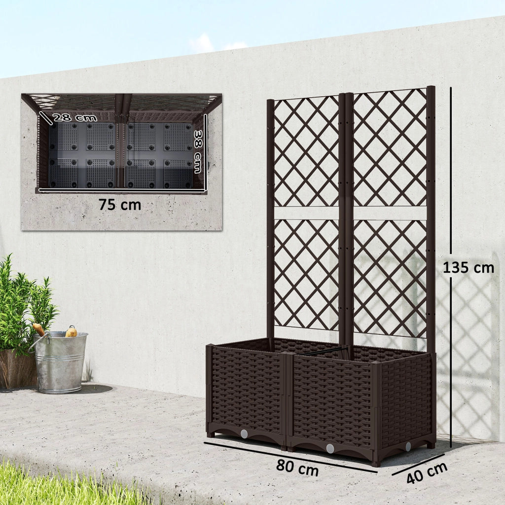 Fioriera Rialzata con Traliccio ¨C Minimal ¨C Marrone 80x40x135 cm