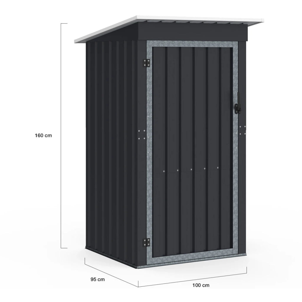 IDMarket - Casetta da giardino grigia in acciaio zincato 100 x 95 x 160 cm con tetto a falde 1 porta