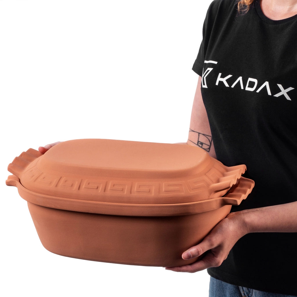 Vaso in terracotta KADAX Roman Clay Pot 6L Vaso in terracotta Forma ovale grande con coperchio