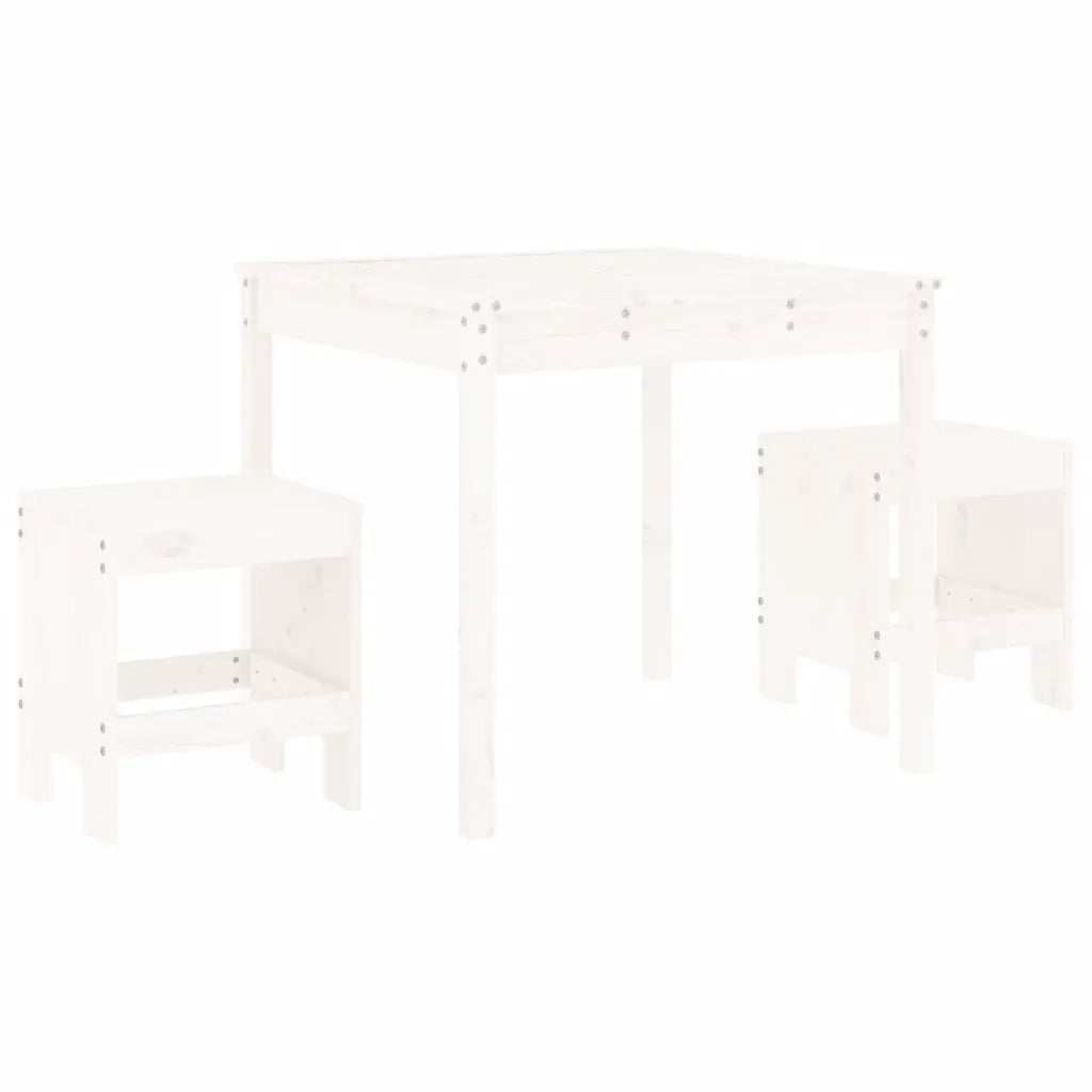 Set da Bistrot da Giardino 3pz Bianco in Legno Massello di Pino 3157704
