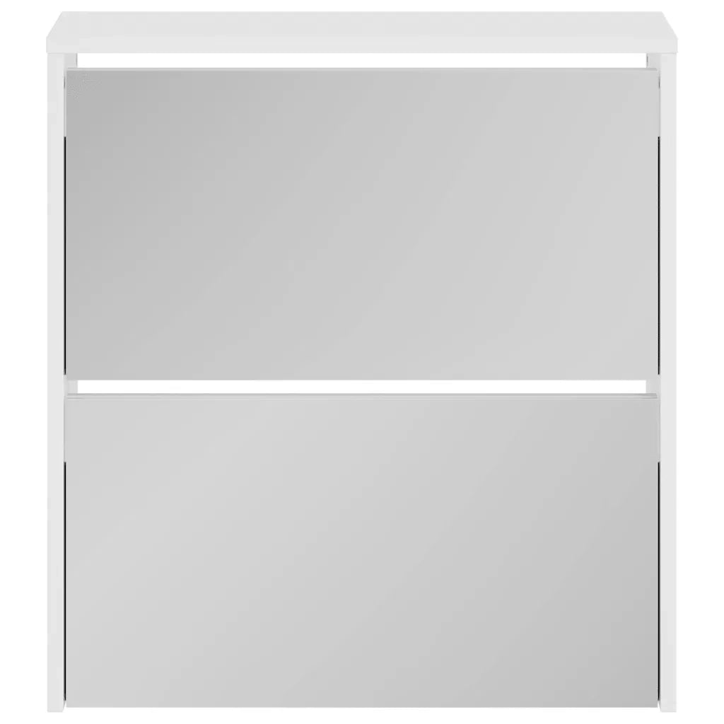 Scarpiera con Specchio a 2 Livelli Bianco lucido 63x17x67 cm 342631