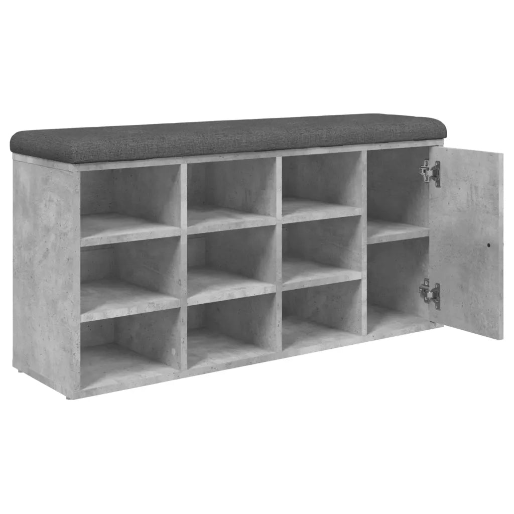 Panca Porta Scarpe-Sgabello-Panca Scarpiera Grigio Cemento 102x32x50cm Legno Multistrato 392788