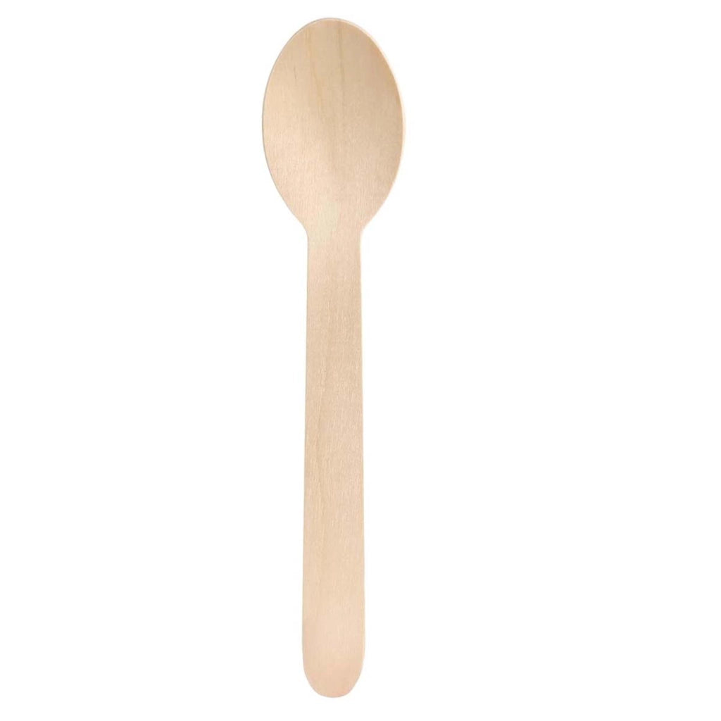 Set di 50 Cucchiai Naturali in Legno Monouso 16 cm Beige Alpina