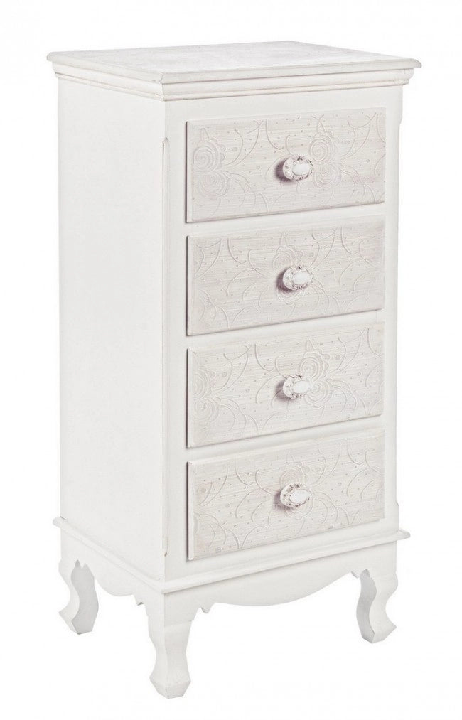 Cassettiera MDF Impiallacciato Bianco Stile Classico da Interno - ALBINE