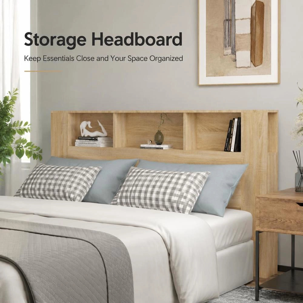 Headboard With Shelves, Sonoma Oak, 180x18.5x104.5 Cm