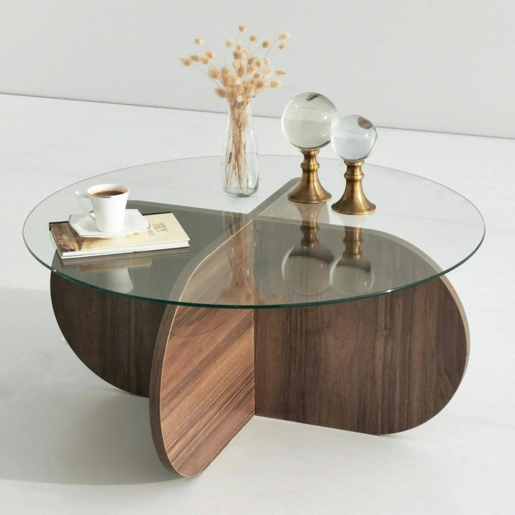 Nila, Tavolino da Salotto Portariviste, 75x75x35h cm Marrone Noce