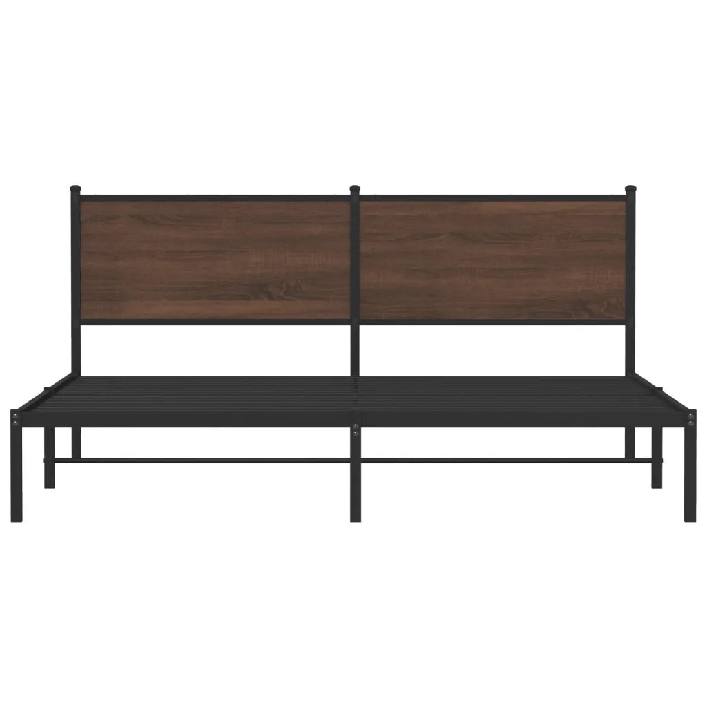 Letto matrimoniale | Letto per adulti | Giroletto senza Materaso in Metallo Rovere Marrone 183x213 cm