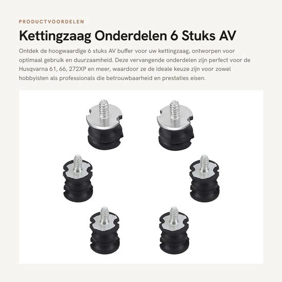 Kit di sostituzione per sega a catena 6 pezzi - AV-Buffer - Vervangend - Duurzaam - Per Husqvarna 61/66/133/136/141/266/268/272XP - 100% Nuovo - Buffer di assorbimento vibrazioni