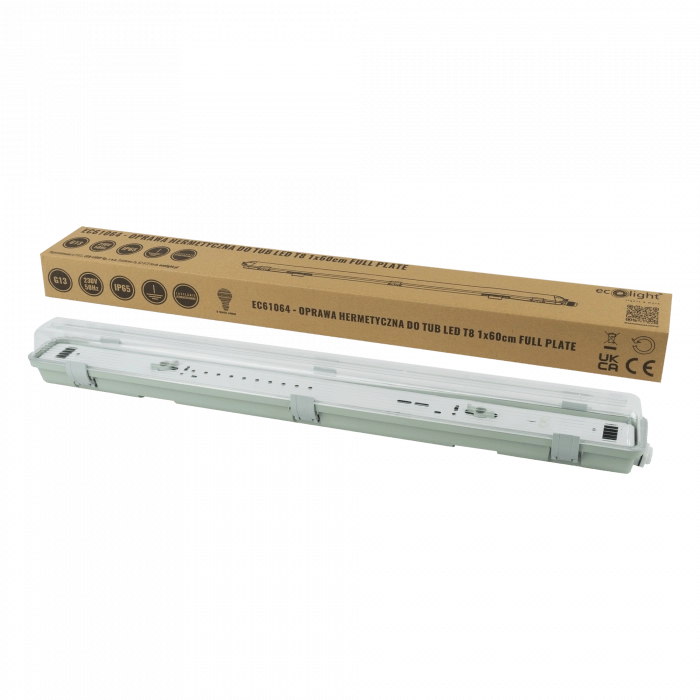 Plafoniera stagna per tubo LED T8 G13 60 cm IP65 Ecolight