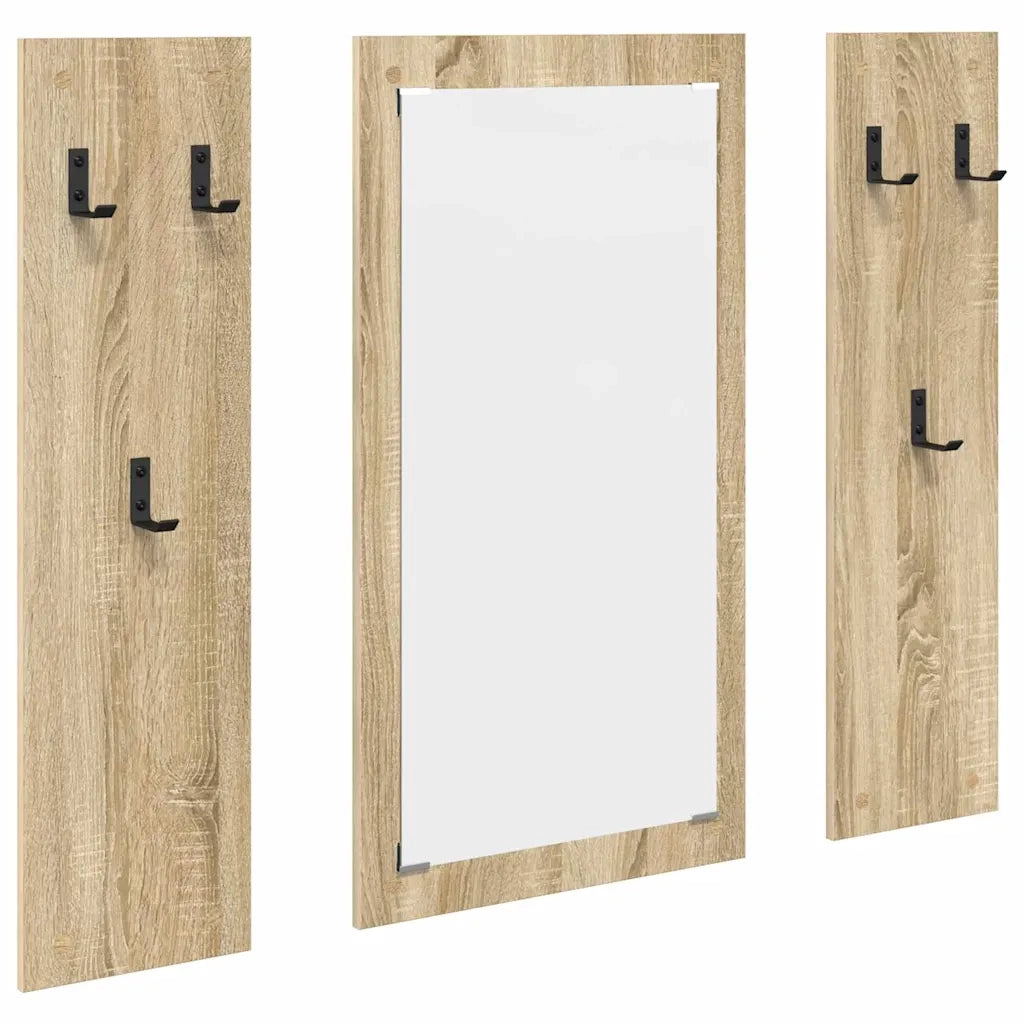 Appendiabiti a muro con specchio Rovere Sonoma 96 x 1,5 x 90 cm 874533