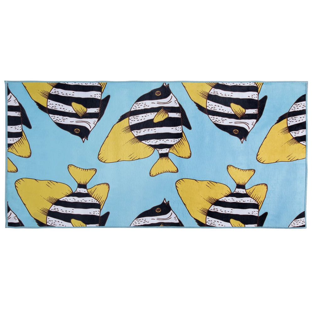 Tappeto tappetino Pesci Stampato Verde e Giallo 80 x 140 cm a pelo corto per Bambini