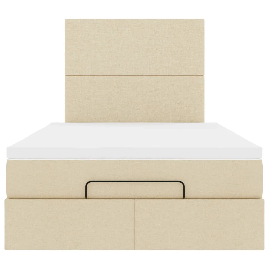 Struttura Letto Pouf con Materasso Crema 120x200 cm in Tessuto 3313918