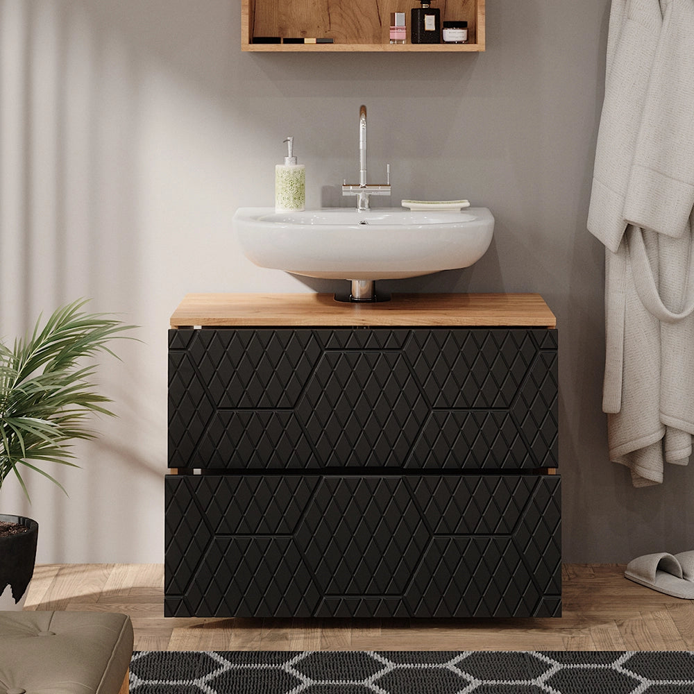 Vicco Mobile sottolavabo per bagno Antracite con struttura a nido d'ape 41 x 58.6 cm con 2 cassetti