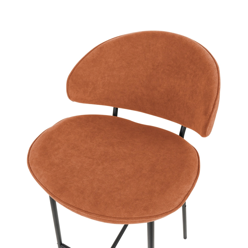 Set di 2 sgabelli da bar con sedile imbottito in tessuto arancione  senza braccioli schienale curvo stile moderno