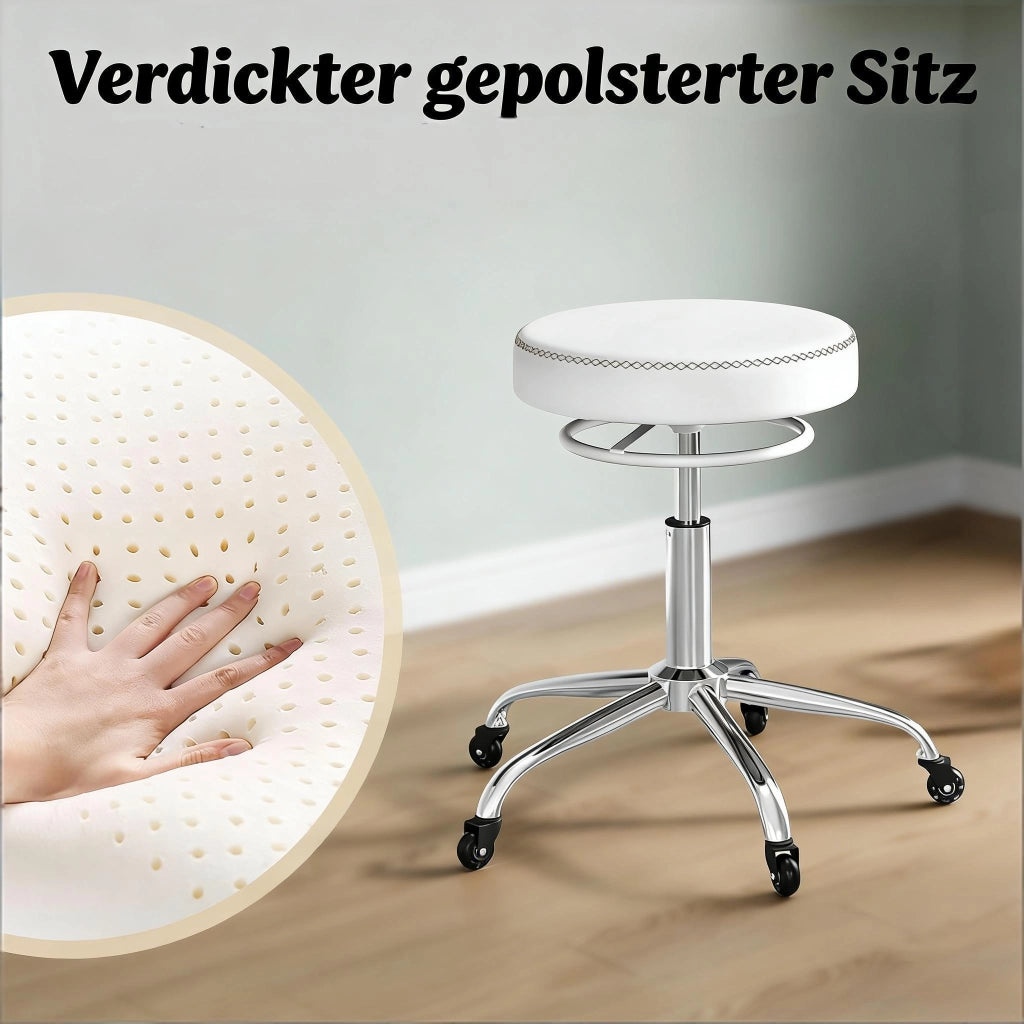 SGABELLO GIREVOLE Regolabile in Altezza 46-58 cm Bianco in Metallo e PU