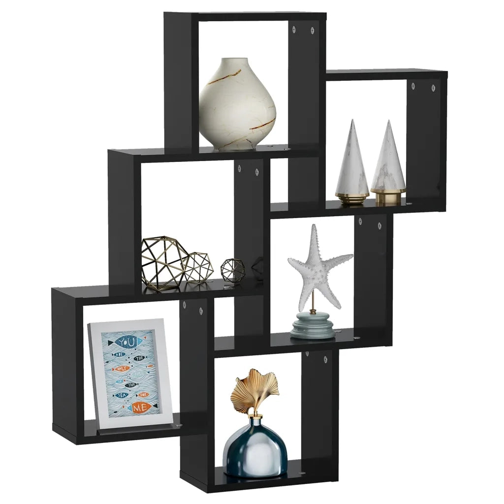Mensola da Parete a Cubo Nera 78x15x93 cm in Legno Multistratocod mxl 102948