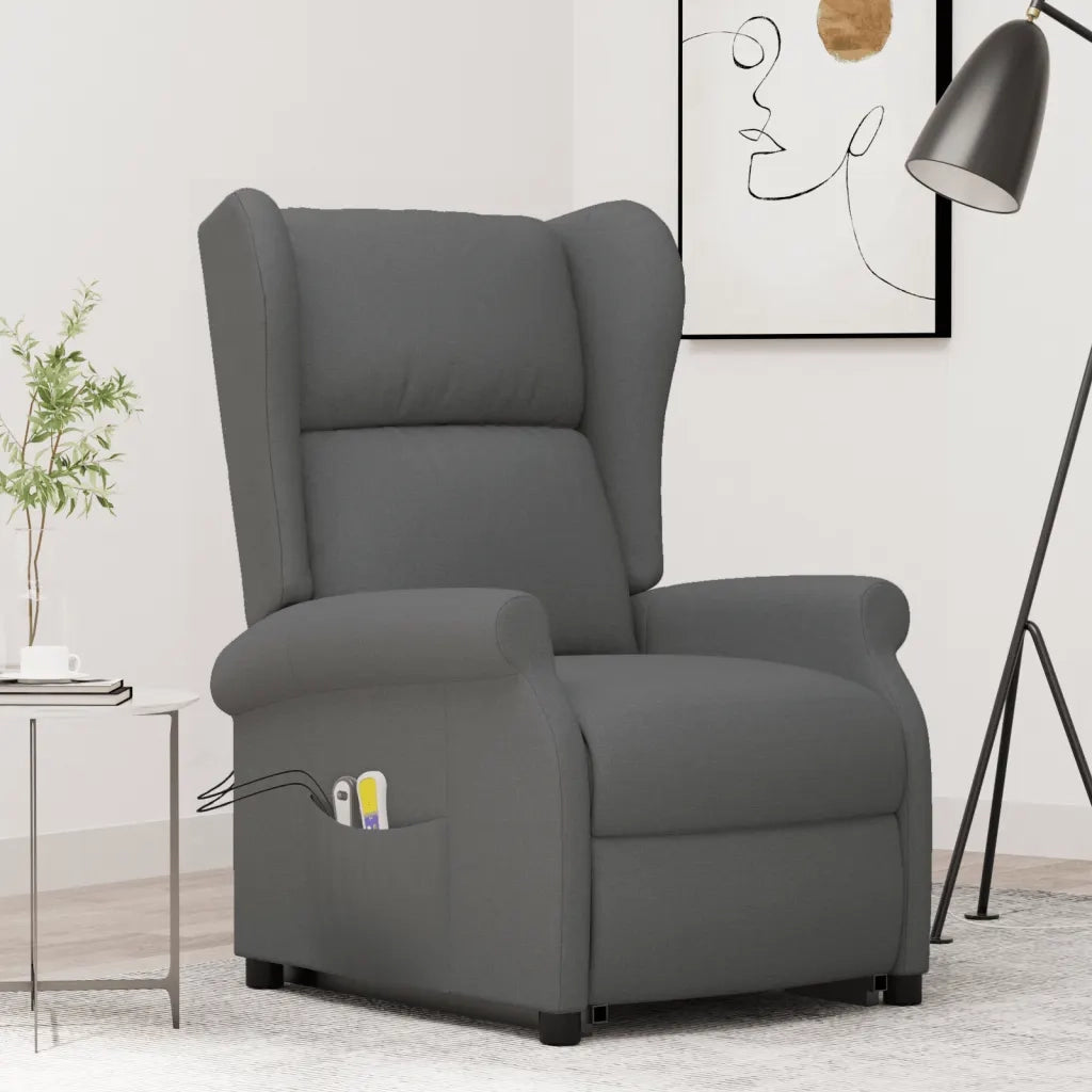 Poltrona Alzapersona Massaggiante in Tessuto Grigio Scuro 289741