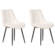 Set di 2 sedie da pranzo in velluto bianco sporco gambe in ferro Nero sedie moderne imbottite