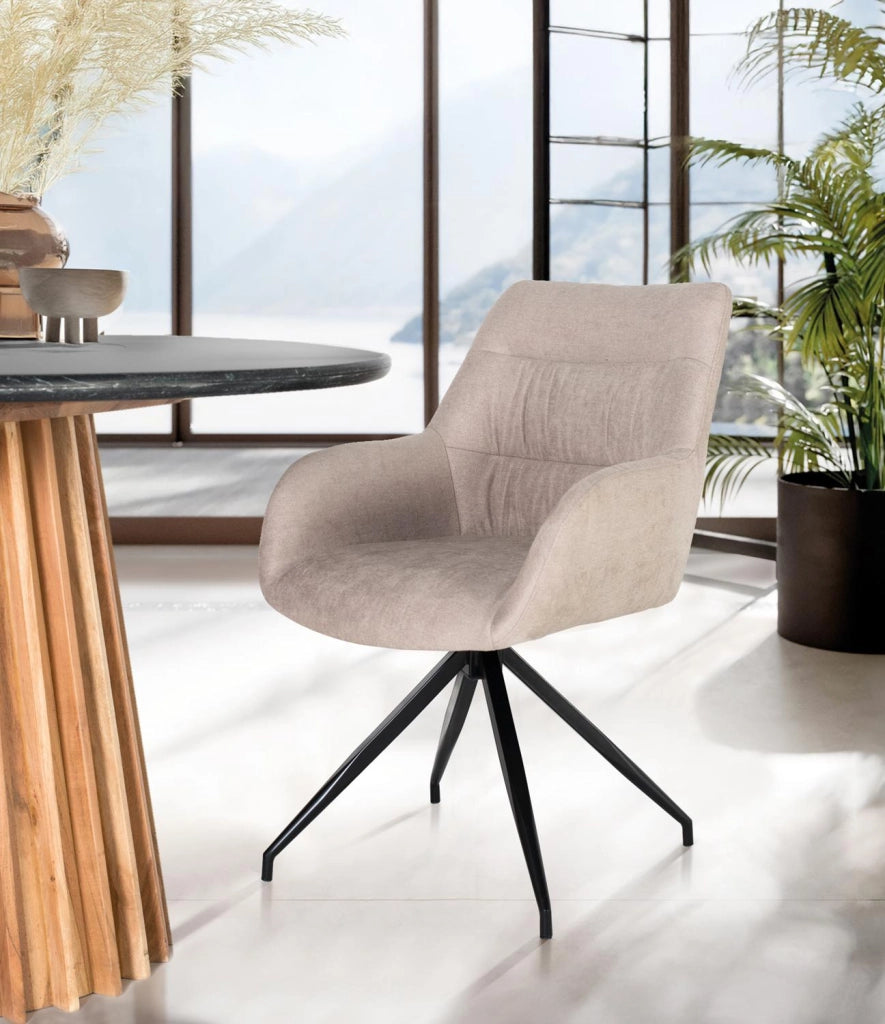 Set di 2 sedie girevoli rivestite in tessuto grigio e gambe in acciaio